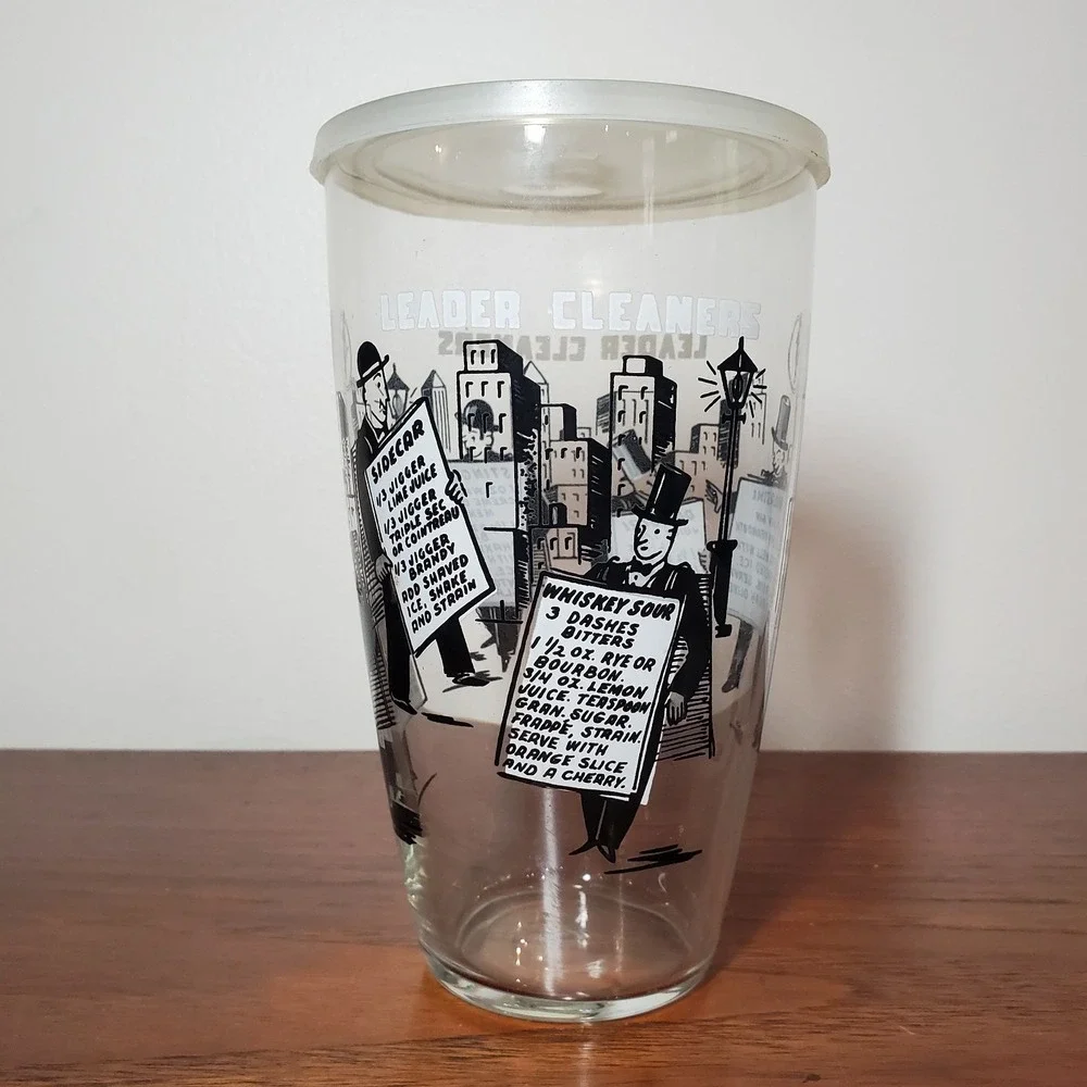 Vintage 1950's Libbey cocktail Shaker Leader Cleaners‎ 